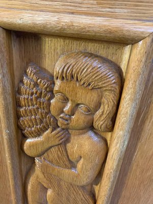 Ash Sideboard with Carved Panels, 1930s-IJR-853510