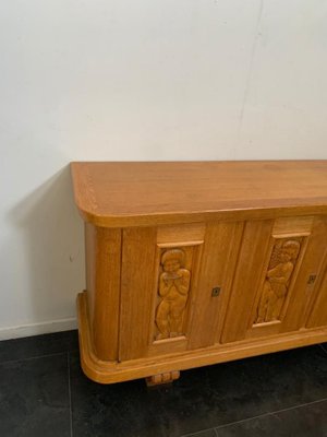 Ash Sideboard with Carved Panels, 1930s-IJR-853510