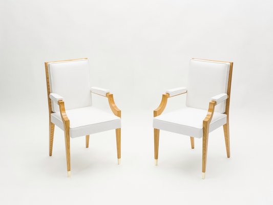 Ash Wood Armchairs and Coffee Table by André Arbus, 1940s, Set of 5-YJA-1362250