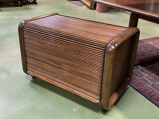 Ash Wood Desk & Mobile Filing Cabinet by Burkhard Vogtherr for Rosenthal, 1970s, Set of 2-QYF-754227