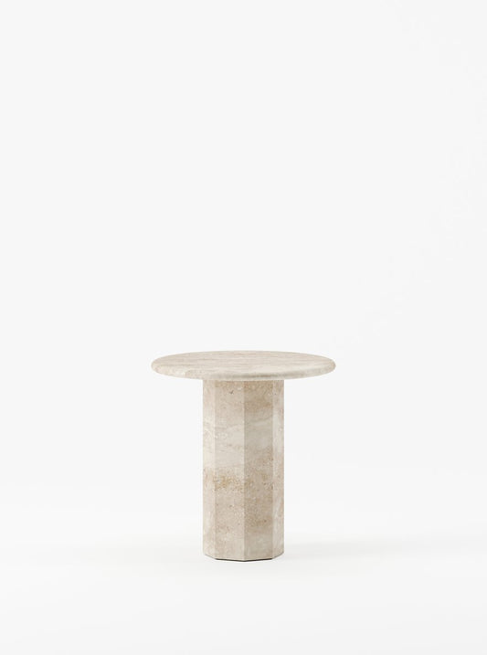 Ashby Side Table Handcrafted in Honed Natural Tavertine by Kevin Frankental