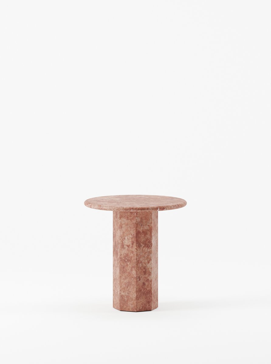 Ashby Side Table Handcrafted in Red Travertine by Kevin Frankental for Lemon