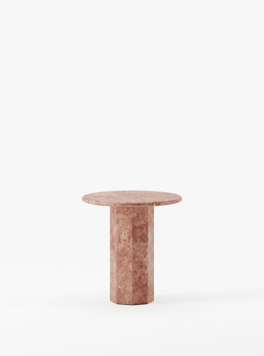 Ashby Side Table Handcrafted in Red Travertine by Kevin Frankental for Lemon