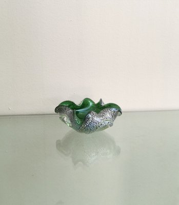 Ashtray in Submerged Green Murano Glass Attributed to Barovier & Toso, Italy, 1970s-ZST-1357448