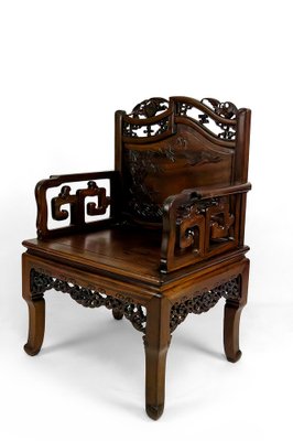 Asian Armchairs with Bats and Cranes, 1880s, Set of 4-XNH-1816672