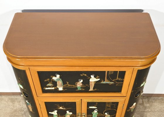 Asian Cabinet with Lacquered Wooden Liqueurs, China, 1950s-RVK-1823804