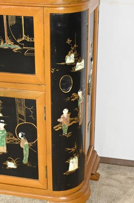 Asian Cabinet with Lacquered Wooden Liqueurs, China, 1950s-RVK-1823804