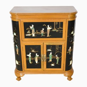 Asian Cabinet with Lacquered Wooden Liqueurs, China, 1950s-RVK-1823804