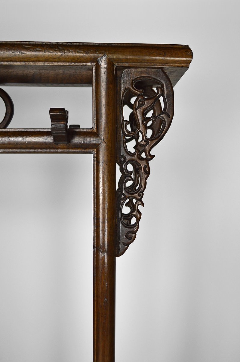 Asian Coat Rack in Carved Wood with Dragons, 1940s