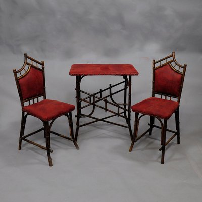 Asian Inspired Set of Bamboo Furniture, 1930s, Set of 3-KJP-1251116