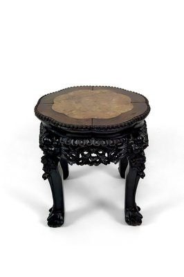 Asian Side Table in Wood Carved and Marble Top, 1880s-XNH-1804475