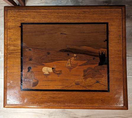 Asian Standing Tables in Marquetry, 1920s, Set of 3-IBO-1761547