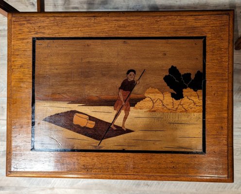 Asian Standing Tables in Marquetry, 1920s, Set of 3-IBO-1761547