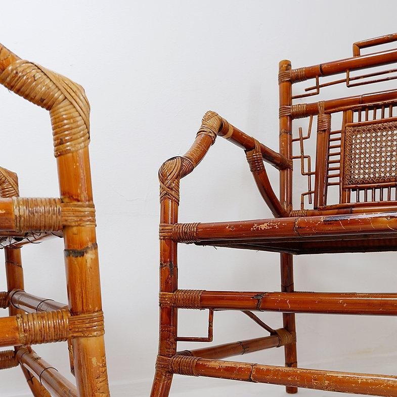 Asian Style Bamboo Armchairs, France, 1962, Set of 2