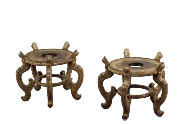 Asian Style Plinths in Ironwood, 1900s, Set of 2-CEJ-1016820