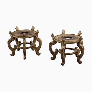 Asian Style Plinths in Ironwood, 1900s, Set of 2-CEJ-1016820