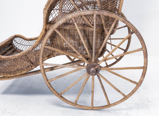 Asian Wicker and Bamboo Rickshaw, Mid-20th Century-RIU-1142210