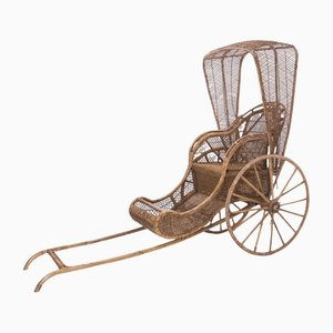 Asian Wicker and Bamboo Rickshaw, Mid-20th Century-RIU-1142210