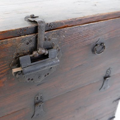 Asian Wooden Chest with Decorative Fittings-NYF-2019262