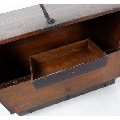 Asian Wooden Chest with Decorative Fittings-JG-1786330