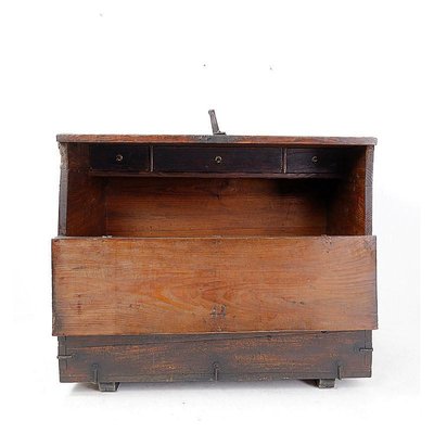 Asian Wooden Chest with Decorative Fittings-JG-1787239