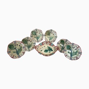 Asparagus and Artichoke Service Plates, 1880, Set of 7-EUT-1723617