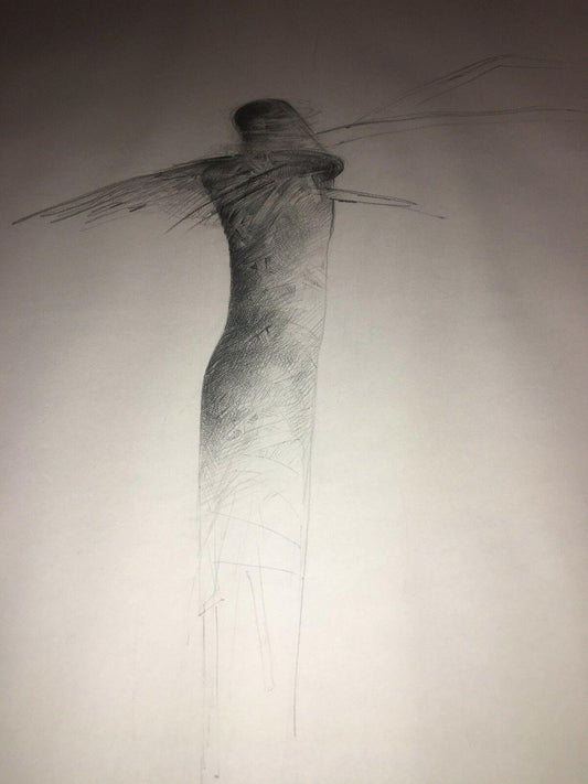 Astrid Lincke-Zukunft, Winged Torso, 1987, Pencil