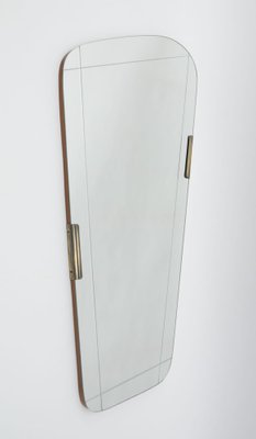 Asymetric Italian Wall Mirror with Brass Elements, 1950s-KQB-1282840