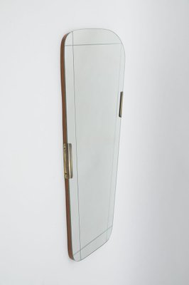 Asymetric Italian Wall Mirror with Brass Elements, 1950s-KQB-1282840