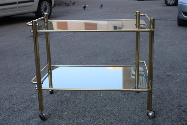 Asymmetric Bar Trolley in Solid Brass, 1970s-EH-753750