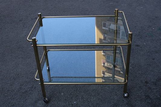 Asymmetric Bar Trolley in Solid Brass, 1970s