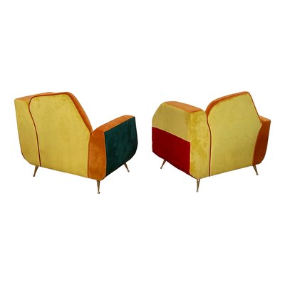 Asymmetrical Armchairs in Multicolored Fabric, 1990s, Set of 2-BEW-1773376