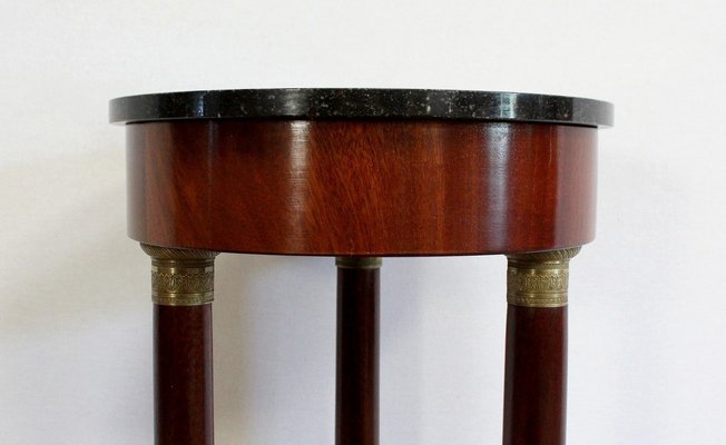 Athenian Empire Style Sellette Table in Mahogany and Marble, Early 20th Century-RVK-1001672