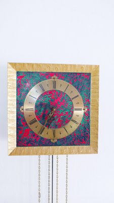 Atlanta Exclusive Wall Clock in Enamel & Gold Plating from Hermle, Germany, 1970s-KK-1765888