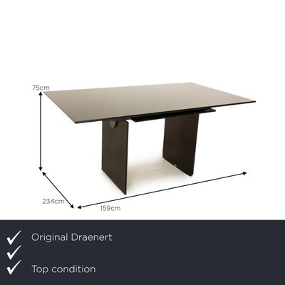 Atlas II Glass Dining Table with Black Extendable from Draenert-RQW-1813896