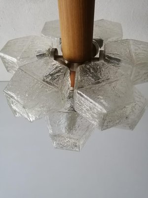 Atomic Design Austrian 12 Armed Glass & Wooden Body Chandelier from Temde, 1960s-RDS-1147813