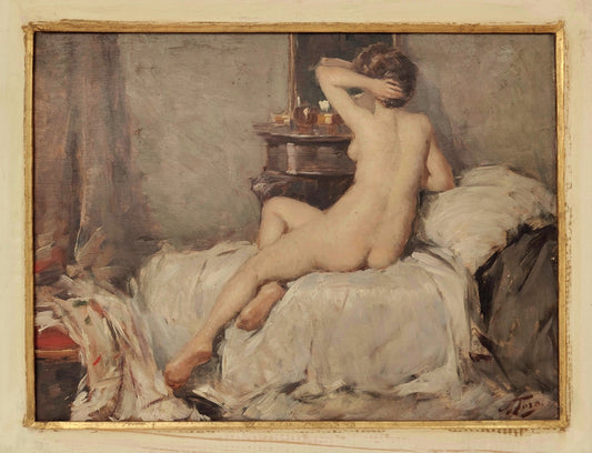 Attilio Toro, Nude of a Woman, Oil on Panel, 1920s, Framed