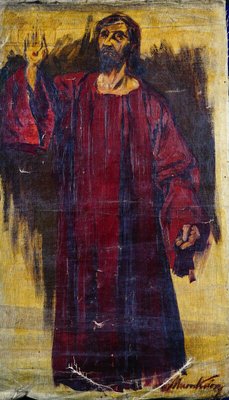 Attributed to Mihály Von Munkacsy, Study of Christ, 1800s, Oil on Canvas-QOR-2016130