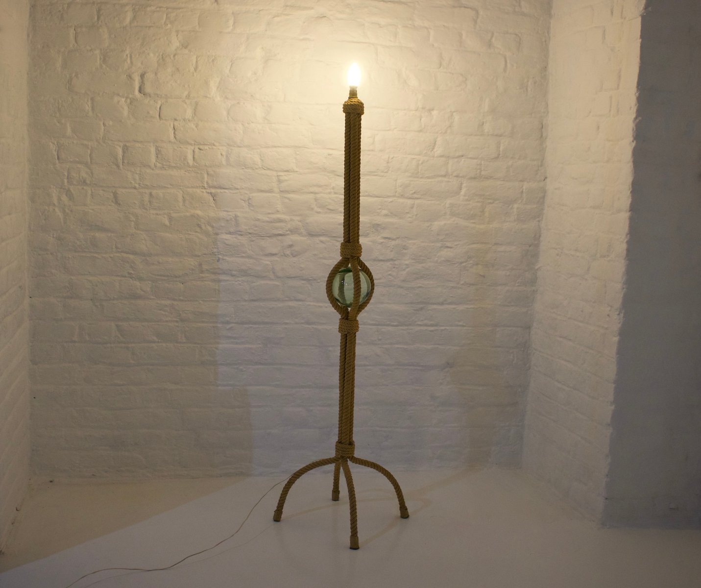 Audoux-Minet Rope Floor Lamp, 1950s