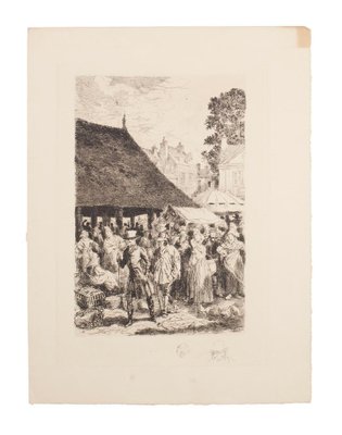 Auguste Brouet, The Market, Etching, Early 20th Century-ZCI-871614