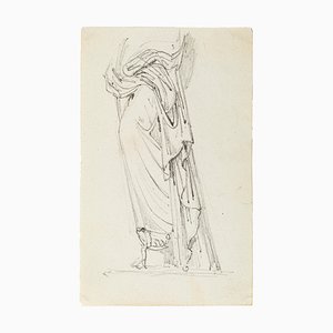 Augustin-Alexandre Dumont, Veiled Woman, Original Pencil Drawing, Late 19th Century-ZCI-2024802