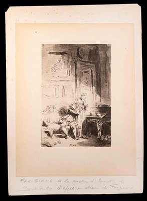 Augustin De Saint-Aubin, Young Lovers, Original Lithograph, 19th-Century-ZCI-1266743