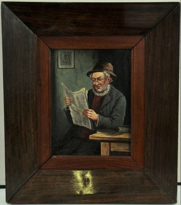 Augustus Nicholas Burke, Portrait of a Reading Man, 1800s, Oil on Board-QOR-2022463