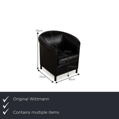 Aura Leather Armchair Set in Black from Wittmann, Set of 2-RQW-2036345