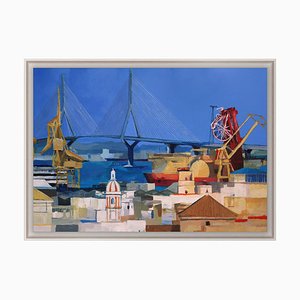 Aurélie Trabaud, Cadiz Harbour, 2020, Canvas Painting-ZHZ-1753398