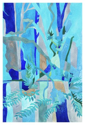 Aurélie Trabaud, Nu Abstract No. 13: Steps in the Forest, 2022, Watercolor-ZHZ-1753919