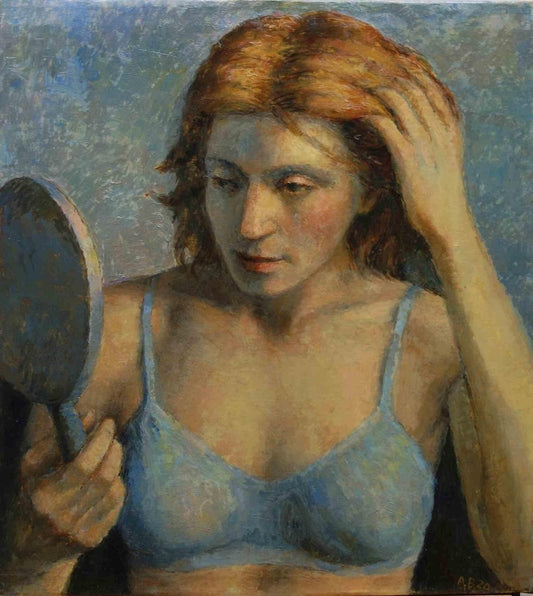 Aurelio Bulzatti, Donna che si Specchia, Oil on Canvas, 2020