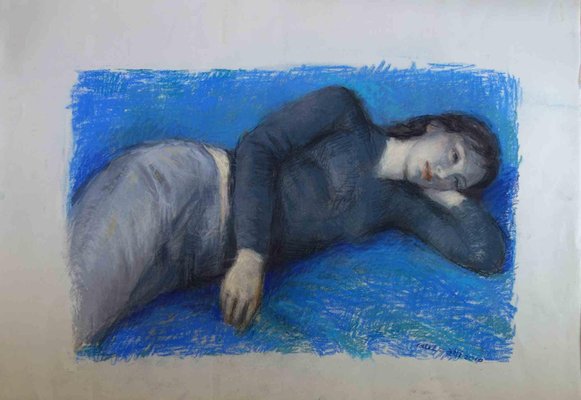 Aurelio Bulzatti, Donna Sdraiata Fondo Blu, Pastel, 2010-ZCI-1775858