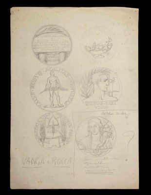 Aurelio Mistruzzi, Study for a Medal, Drawing, Mid-20th Century-ZCI-1781632