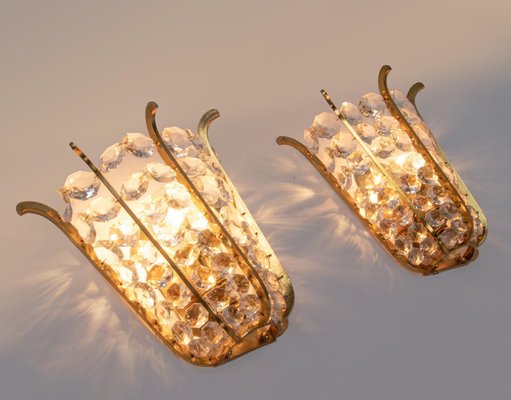 Austria Faceted Crystals & Brass Wall Sconces from Bakalowits, 1960, Set of 2-DEK-1175900